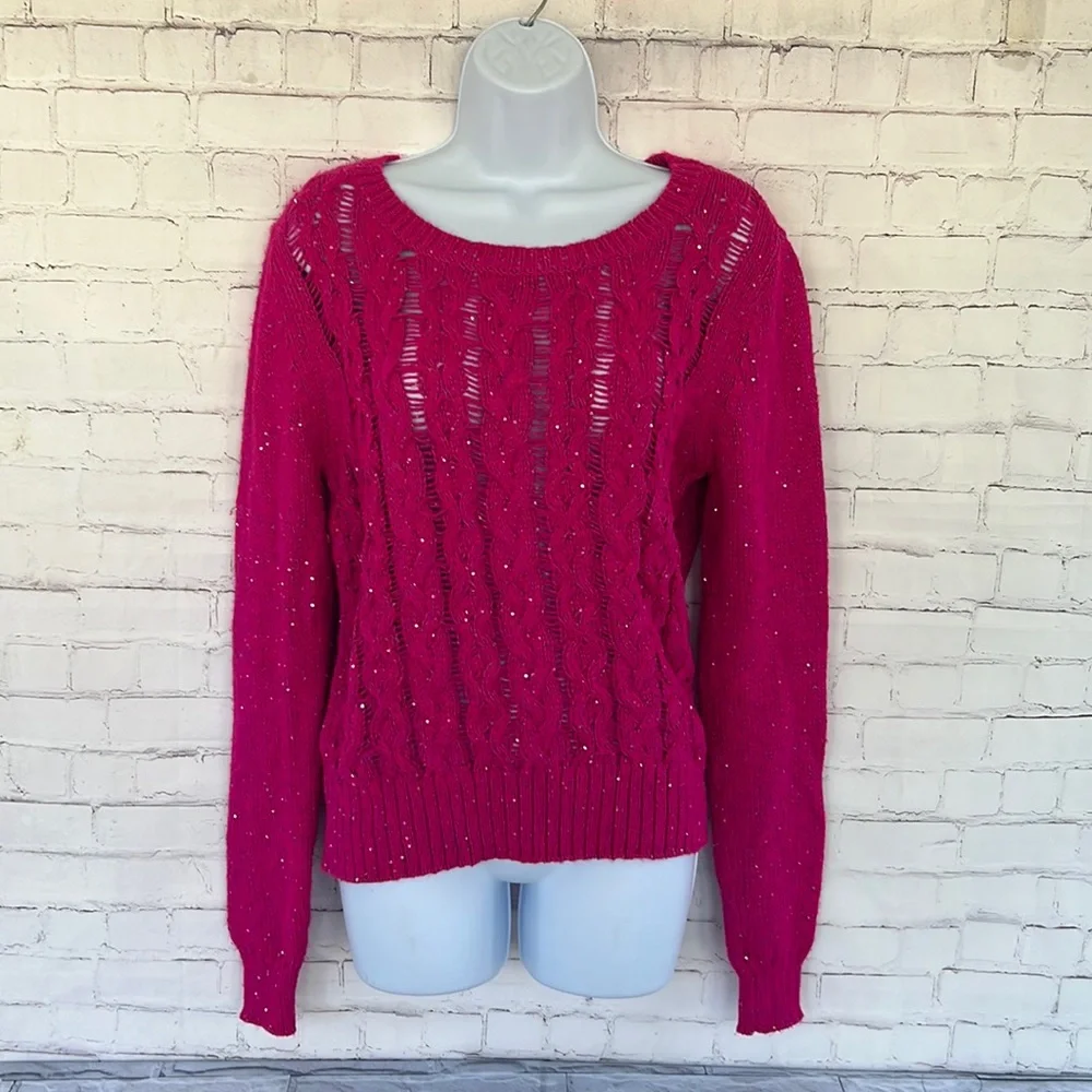 Aeropostal cable knit sequins pullover sweater
